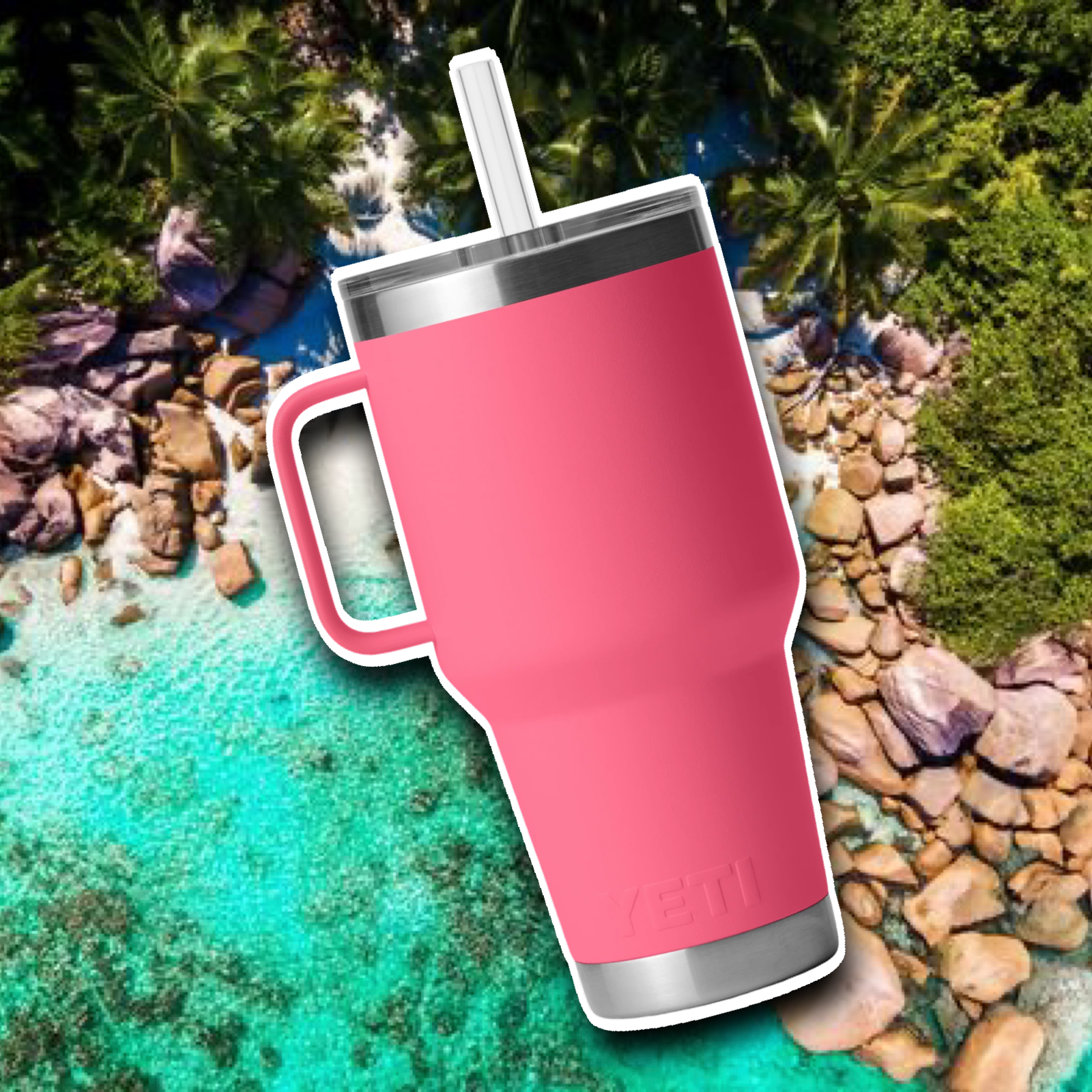 YETI TROPICAL PINK RAMBLER STRAW MUG 35oz 🌴