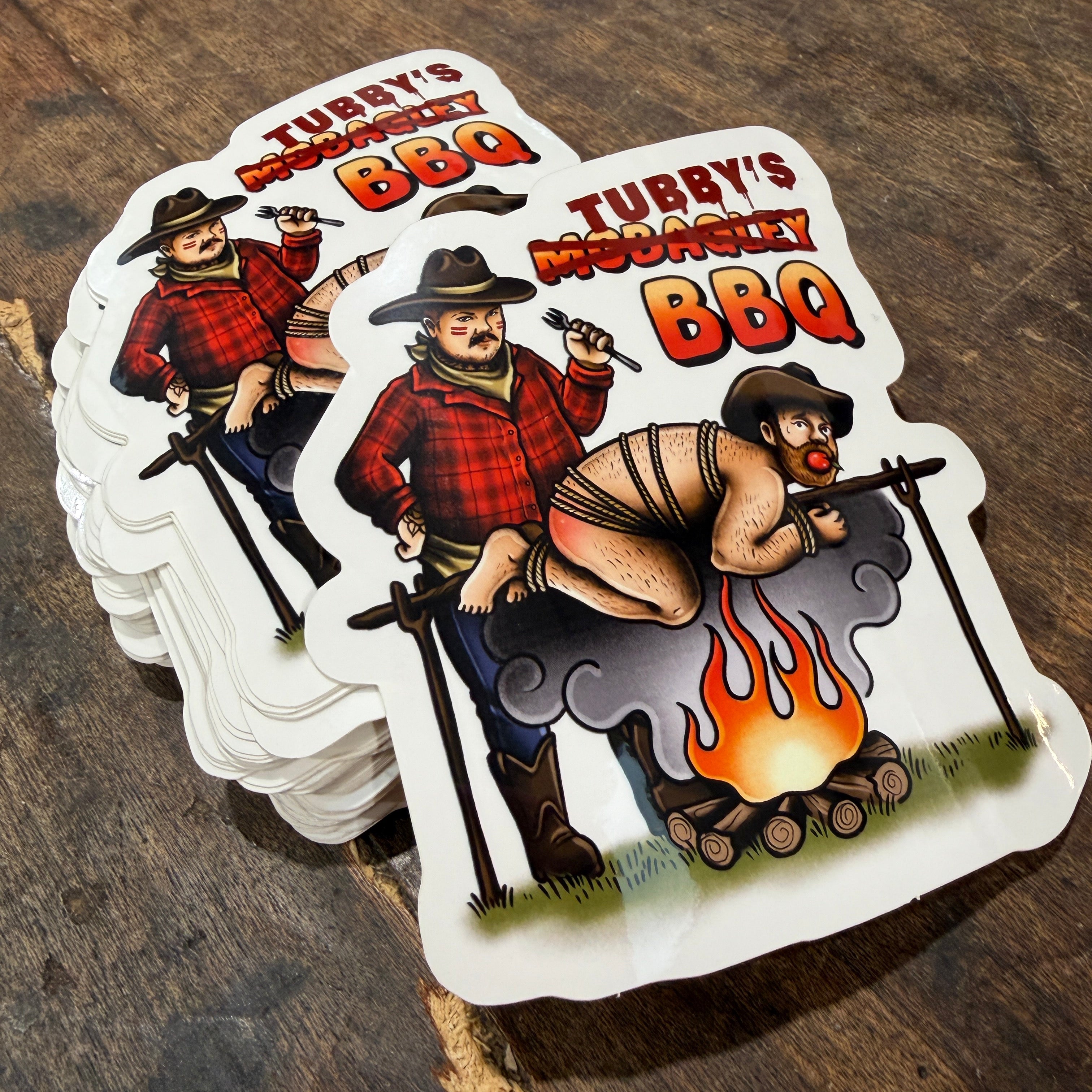 TUBBY'S BBQ - SPIT ROAST STICKERS!