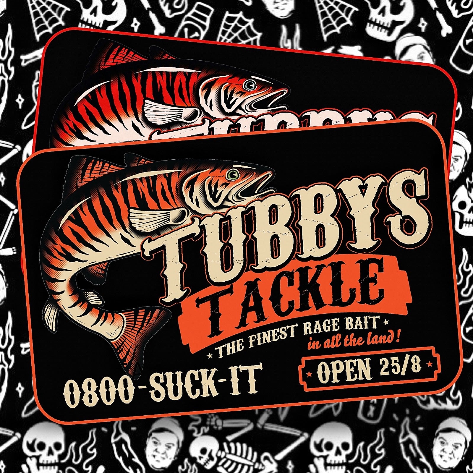 Tubby's Tackle Rage Bait Stickers 🐟