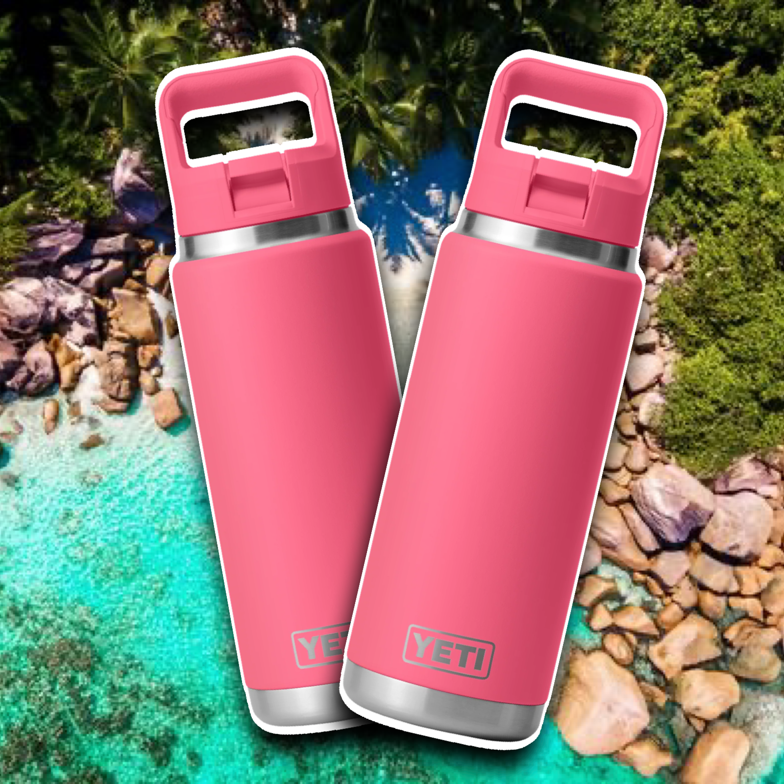 YETI TROPICAL PINK RAMBLER STRAW BOTTLE 26oz 🌴