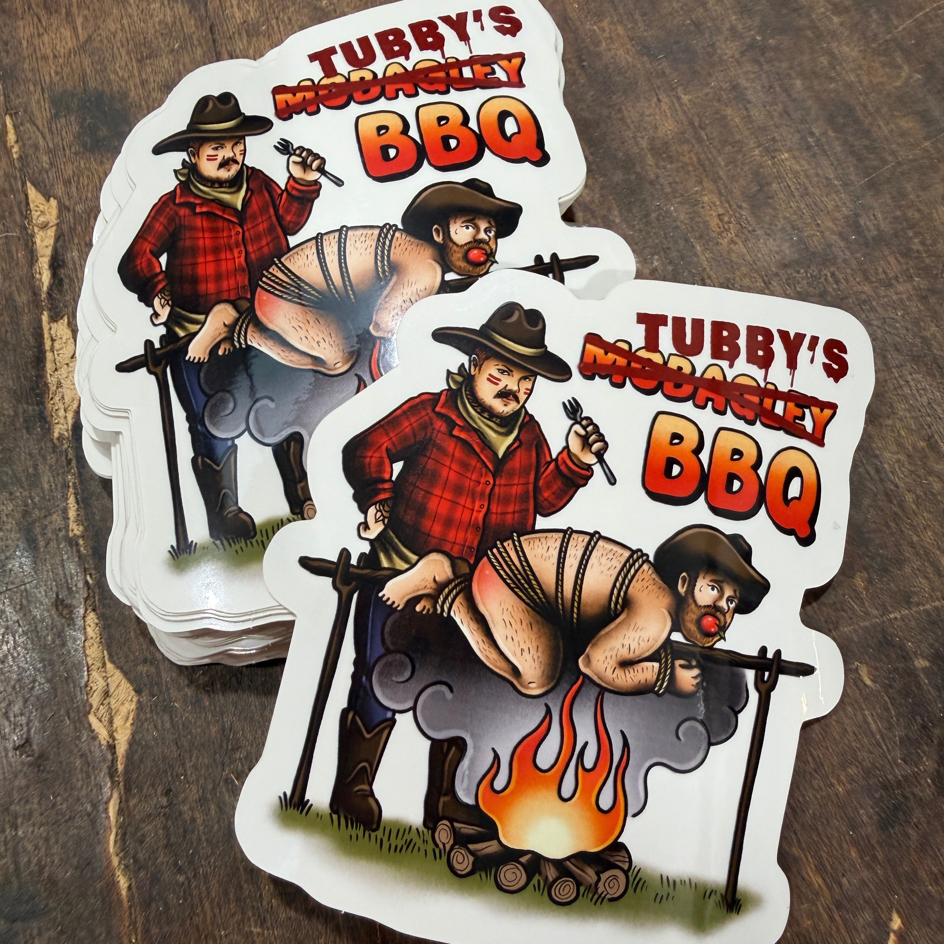 TUBBY'S BBQ - SPIT ROAST STICKERS!