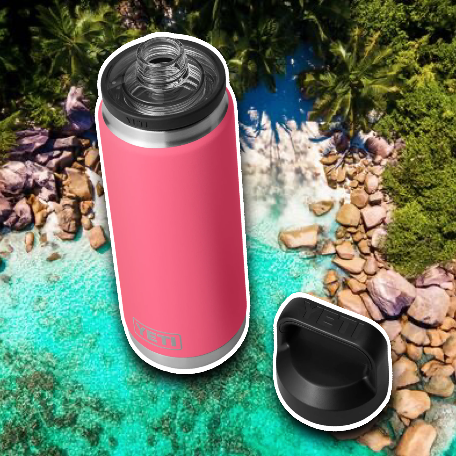 YETI TROPICAL PINK RAMBLER CHUG BOTTLE 26OZ 🌴