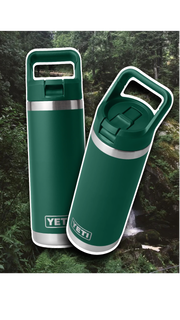 🌲YETI FOREST GREEN RAMBLER STRAW BOTTLE 18OZ