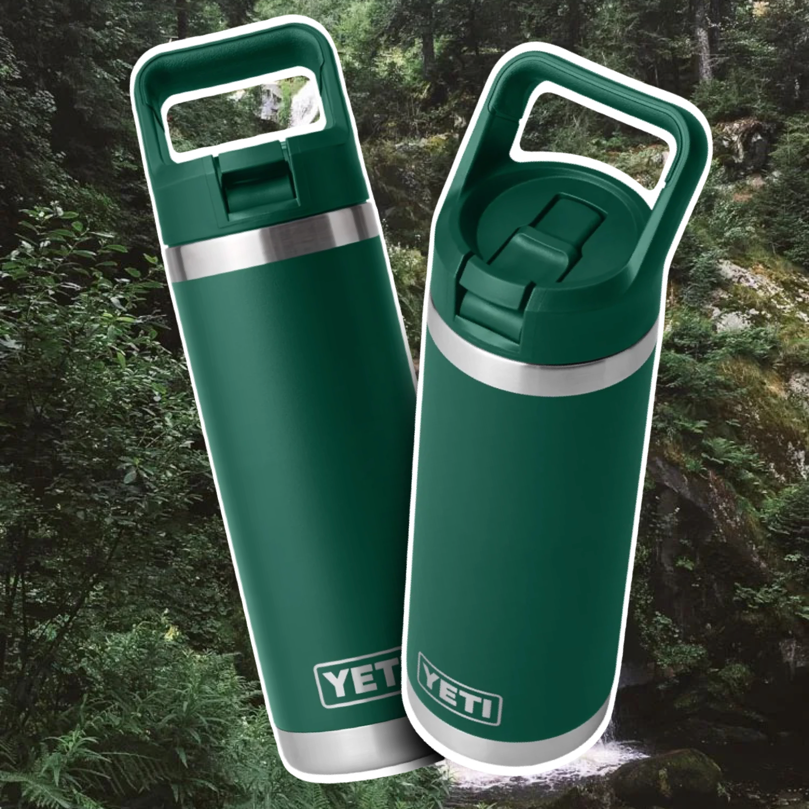 🌲YETI FOREST GREEN RAMBLER STRAW BOTTLE 18OZ