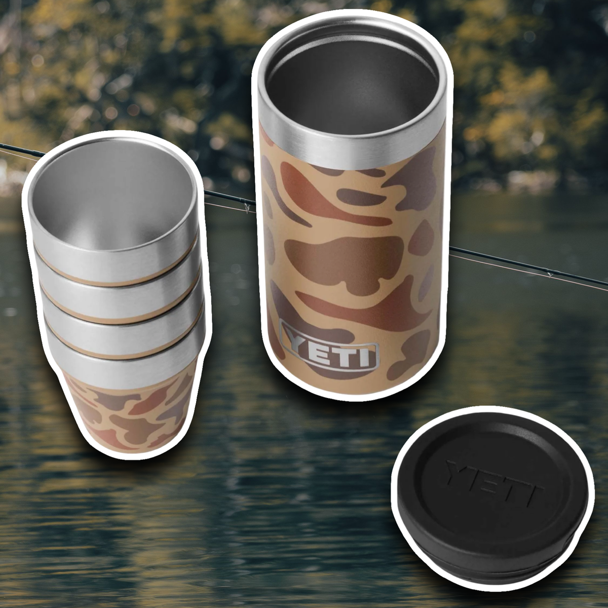 YETI WETLANDS CAMO SHOT GLASSES & CASE 🌲