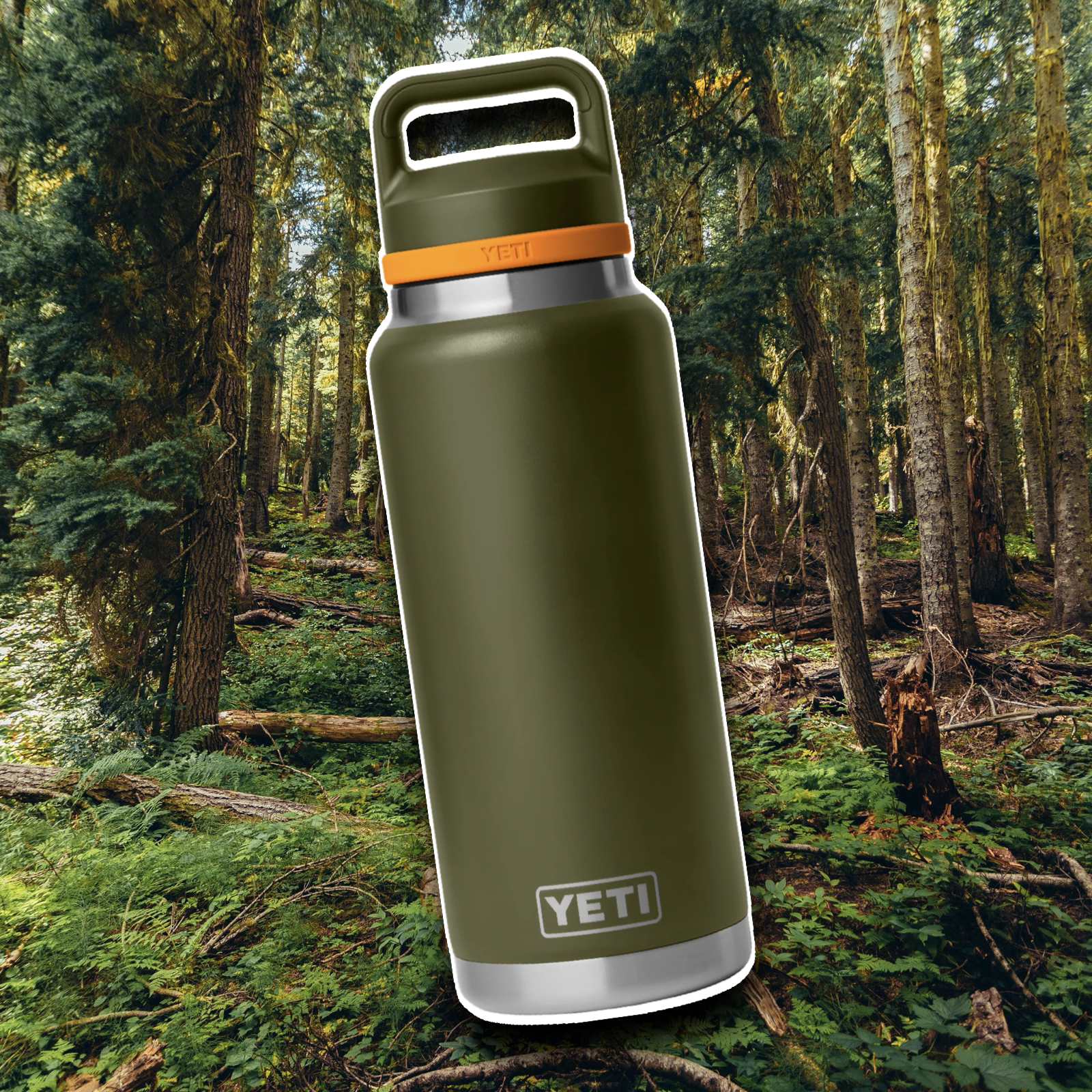 YETI OLIVE/KING CRAB ORANGE RAMBLER BOTTLE 36OZ CHUG 🦀