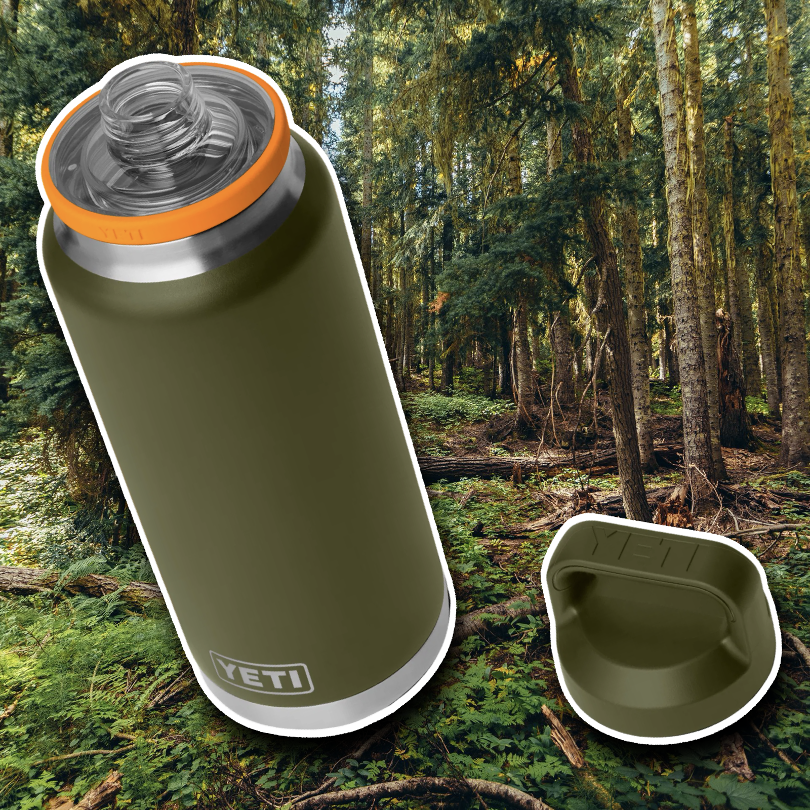 YETI OLIVE/KING CRAB ORANGE RAMBLER BOTTLE 36OZ CHUG 🦀