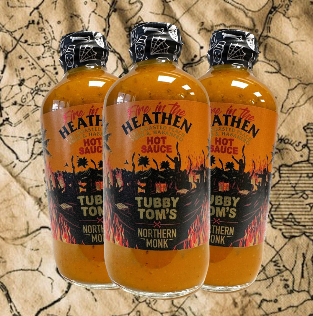 Heathen Hot Sauce - NORTHERN MONK x Tubby Toms Collab - Fire Roasted Peach, Yuzu & Habanero Hot Sauce