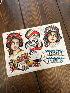 TUBBY TOM'S TRADITIONAL TATTOO FLASH SHEET - BY HOLLY DIXON
